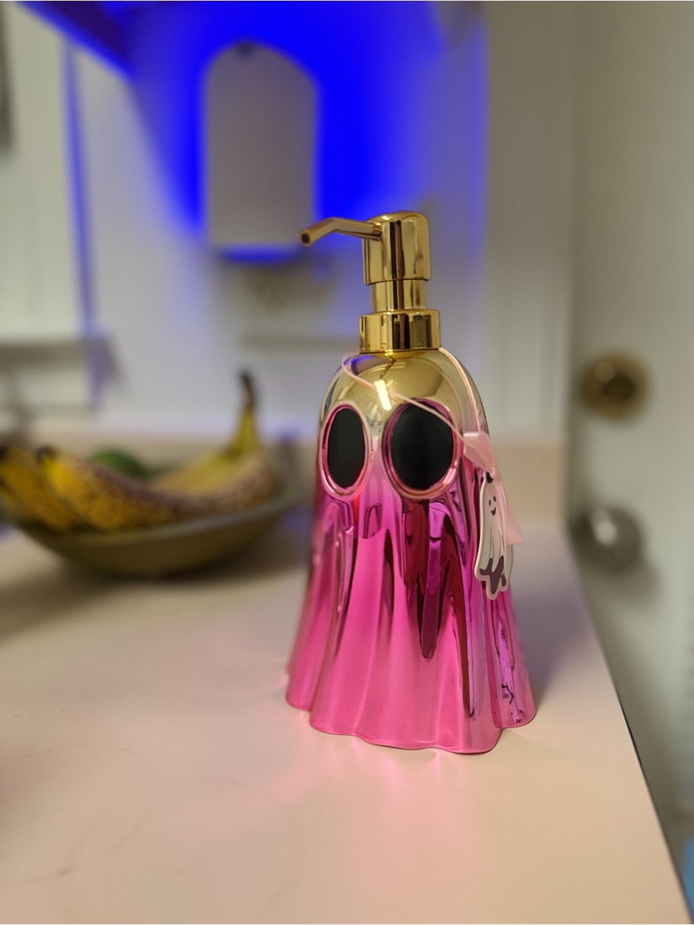 Pink Ghost Soap Dispenser with Gold Pump